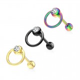 Piercing pour langue PVD 15 - Esclave strass