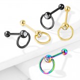 Piercing pour langue PVD 15 - Esclave strass