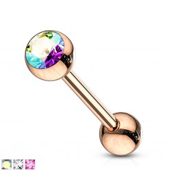 Piercing pour langue PVD 04 - Rose avec strass