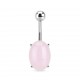 Piercing nombril pierre semi-précieuse 11 - Quartz rose ovale