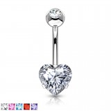 Piercing nombril coeur 88 - Double cristal