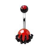 Piercing nombril gothique 34 - Main noire et boule rouge