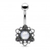Piercing nombril fleur vintage avec motif fleur centrale aurora (09)