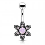 Piercing nombril fleur 11 - Vintage strass roses auroras