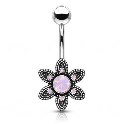 Piercing nombril fleur 11 - Vintage strass roses auroras