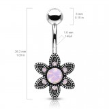Piercing nombril fleur 11 - Vintage strass roses auroras