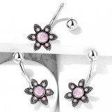 Piercing nombril fleur 11 - Vintage strass roses auroras