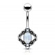 Piercing nombril vintage losange avec strass aurora (D177)