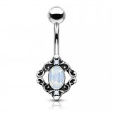 Piercing nombril vintage losange avec strass aurora