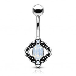 Piercing nombril vintage losange avec strass aurora