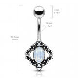 Piercing nombril vintage losange avec strass aurora