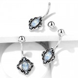 Piercing nombril vintage losange avec strass aurora