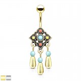 Piercing nombril vintage breloques pendantes