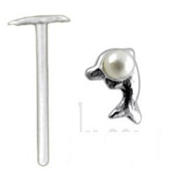 Piercing nez pliable 0.5mm 48 - Dauphin perle