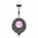 Piercing nombril vintage graine strass rose aurora