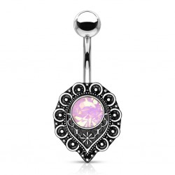 Piercing nombril vintage graine strass rose aurora