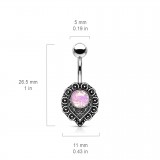 Piercing nombril vintage graine strass rose aurora
