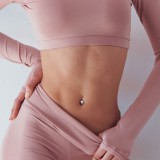 Piercing nombril vintage graine strass rose aurora