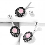 Piercing nombril vintage graine strass rose aurora