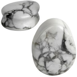 Plug courbe larme en howlite blanche
