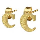 Clou pour oreille en acier lettre gold ip A