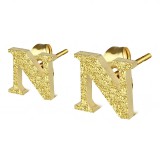Clou pour oreille en acier lettre gold ip A