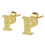 Clou pour oreille en acier lettre gold ip A
