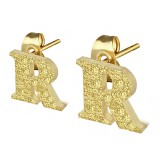 Clou pour oreille en acier lettre gold ip A