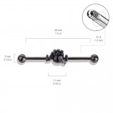 Piercing industriel 129 - Main et gem noir