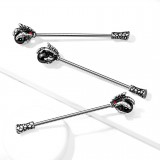 Piercing industriel 144 - Serre de dragon et gem noir