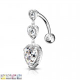 Piercing nombril inversé 24 - Trois coeurs