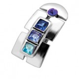 Piercing nombril inversé 32 - Bouclier strass bleu-clair