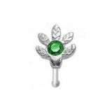 Piercing nez droit 0,5mm 62 - Argent cristal Cannabis