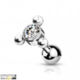 Cartilage hélix, tragus 201 - Trois billes PVD