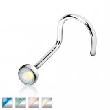 Piercing nez courbé 0.8mm 07 - Gem opalescent