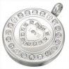 Pendentif coeur dans cercle avec strass (33)