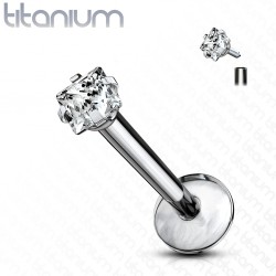 Piercing micro-labret 30 - cristal carré titane