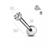 Piercing micro-labret 30 - cristal carré titane