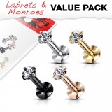 Lot de piercings micro-labrets 05 - PVD cristal rond