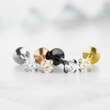 Lot de piercings micro-labrets 05 - PVD cristal rond