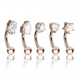 Lot de piercings arcades 11 - Gold-ip rose cristaux transparents