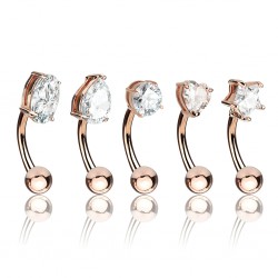 Lot de piercings arcades 11 - Gold-ip rose cristaux transparents