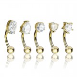 Lot de piercings arcades 09 - Gold-ip jaune cristaux transparents
