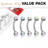Lot de piercings arcades 06 - Acier fluorescent