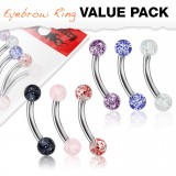 Lot de piercings arcades 03 - Acrylique paillettes