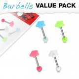Lot de piercings langues 18 - Fluo étoile
