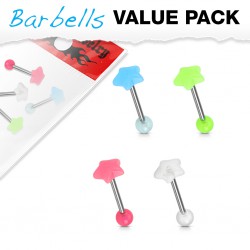 Lot de piercings langues 18 - Fluo étoile