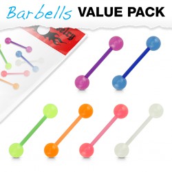 Lot de piercings langues 13 - Flexible fluorescent