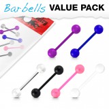 Lot de piercings langues 12 - Flexible unicolore