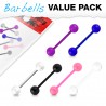 Pack de piercings langues 12 - Flexible unicolore